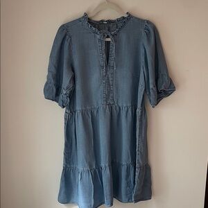 LOFT Denim Blue Tiered Dress